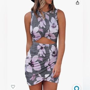 Lavender flower detail cut out dress, size medium